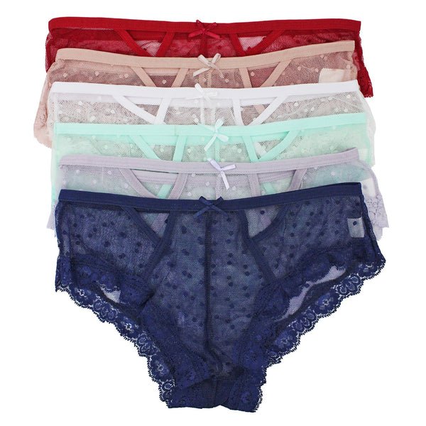 6 packs of women's lace thong and boyshorts panties