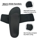 Men's Adjustable Hook and Loop Closure Slip On Sandals