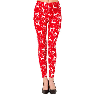 Buy white-reindeer LAVRA Womens Christmas Leggings Regular &amp; Plus Size Holiday Xmas Pajama Pants Gift