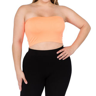 Buy neon-orange Women&#39;s Plus Size Strapless Bra Bandeau