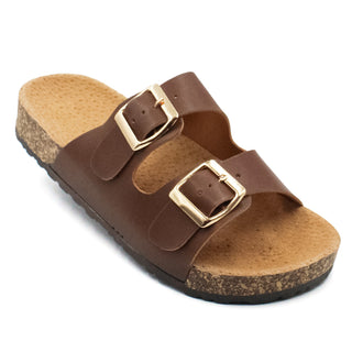 Buy brown Women&#39;s Classic Double Strap Buckle Sandals