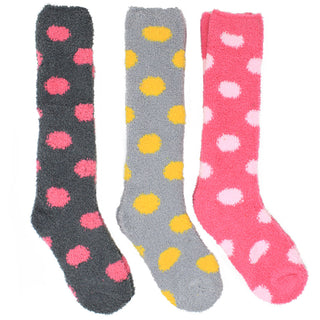 Buy dot-charocal-gray-pink Women&#39;s Pair of Plush Fur Fleece Holiday Socks