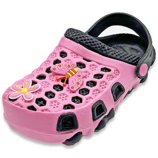 Buy pink-black Girls Two Tone Ventilated  Clogs