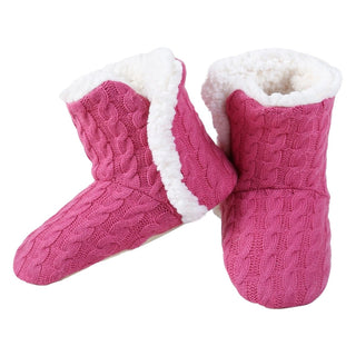 Buy fucshia Yelete Womens Cable Knit Slippers House Booties Socks Soft Sherpa Lining Rubber Soles