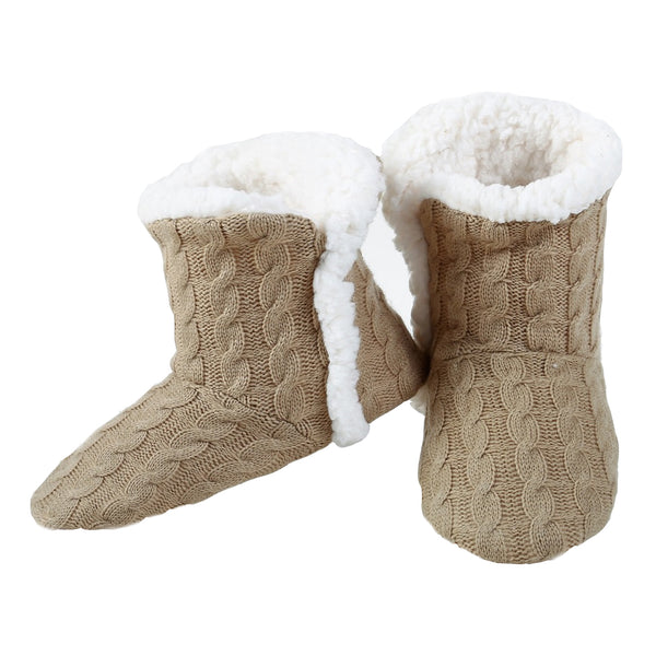 Yelete Womens Cable Knit Slippers House Booties Socks Soft Sherpa Lining Rubber Soles