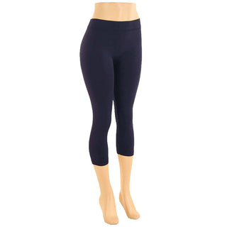 Buy navy Women&#39;s Plus Size Cropped Capri Solid Leggings