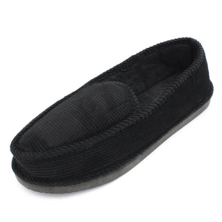 Men's Casual Black Corduroy Slippers