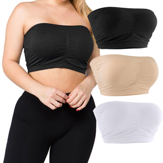 Buy black-beige-white Women&#39;s Plus Size Padded Strapless Bra Bandeau