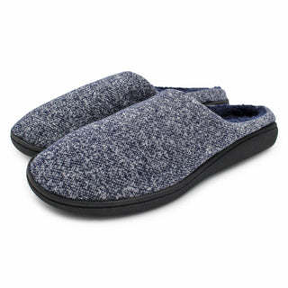 Buy fur-navy-blue Men&#39;s Thick Ribbed Scuff Slippers