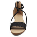 LAVRA Women's Flat Open Toe Cross Strap Sandals with Back Zipper