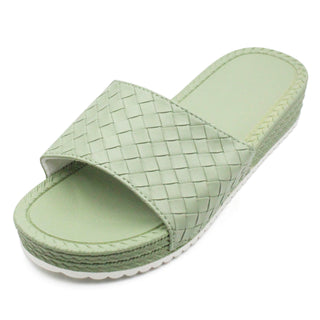 Buy avocado LAVRA Women&#39;s Woven Platform Slip On Slide Sandals