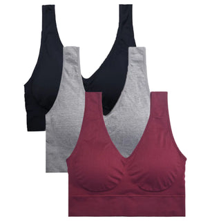 Buy 3pk-blk-gry-red Women&#39;s 6 Pack of Seamless Padded Sports Bras
