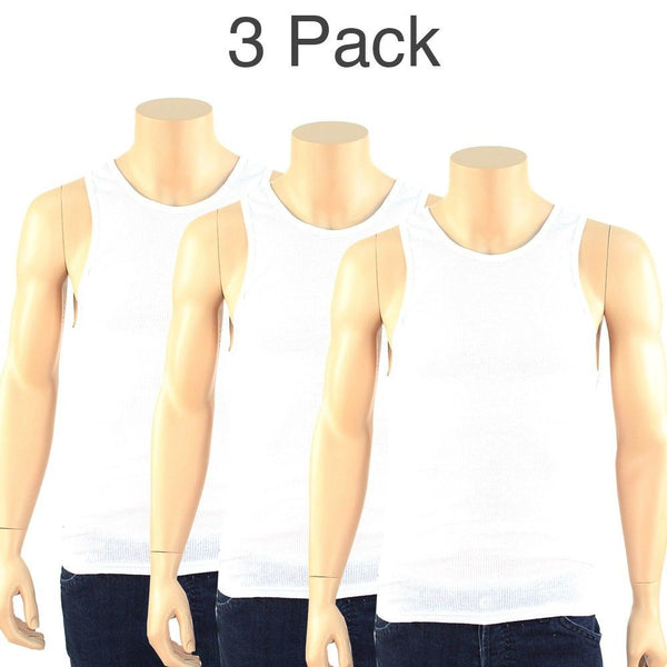 Men's 3 Pack of White Tank Top Undershirts