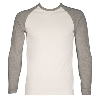 Buy white-gray Men&#39;s Long Sleeve Raglan Baseball Shirt
