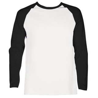 Buy white-black Men&#39;s Long Sleeve Raglan Baseball Shirt