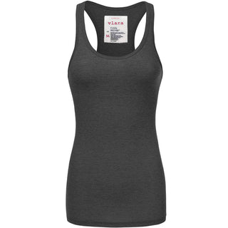Buy charcoal-gray Women&#39;s Ribbed Racer Tank Top