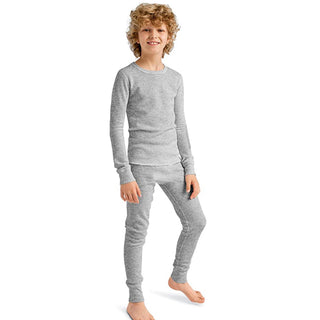 Buy gray Boy&#39;s 100% Cotton Thermal Underwear Two Piece Set