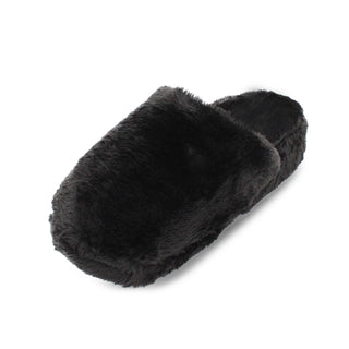 Buy black Women&#39;s Furry Slide Slip On Slippers