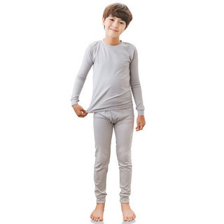 Buy light-gray Boy&#39;s 100% Cotton Thermal Underwear Two Piece Set
