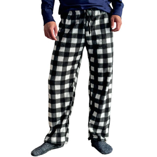 Buy black-white Men&#39;s Plaid Pajama Pants Flannel Print Sleep wear Bottoms