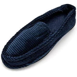 Buy navy-blue LAVRA Women&#39;s Corduroy slippers Moccasin House Shoes Bedroom Loafters