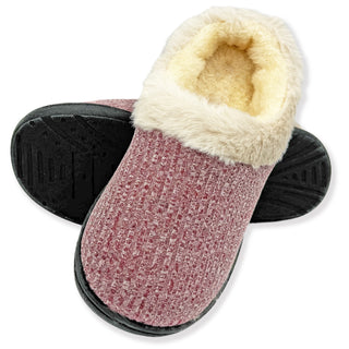 Buy heather-red Women&#39;s Faux Fur Mule Slip On Slippers-10-Snow Gray