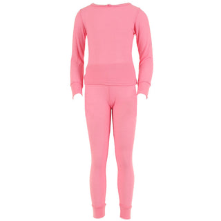Buy light-pink Girl&#39;s 100% Cotton Thermal Underwear Two Piece Set