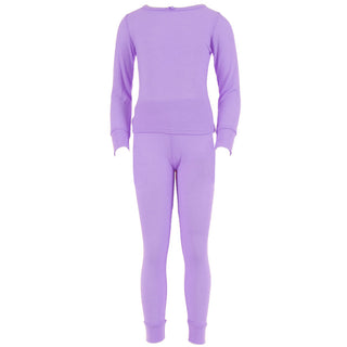 Buy purple Girl&#39;s 100% Cotton Thermal Underwear Two Piece Set