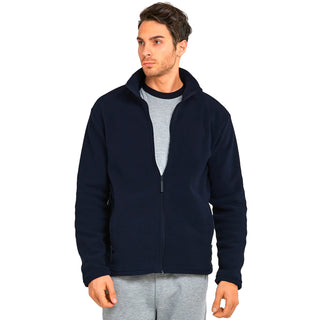 Buy navy Men&#39;s Polar Fleece Zip Up Long Sleeve Jacket