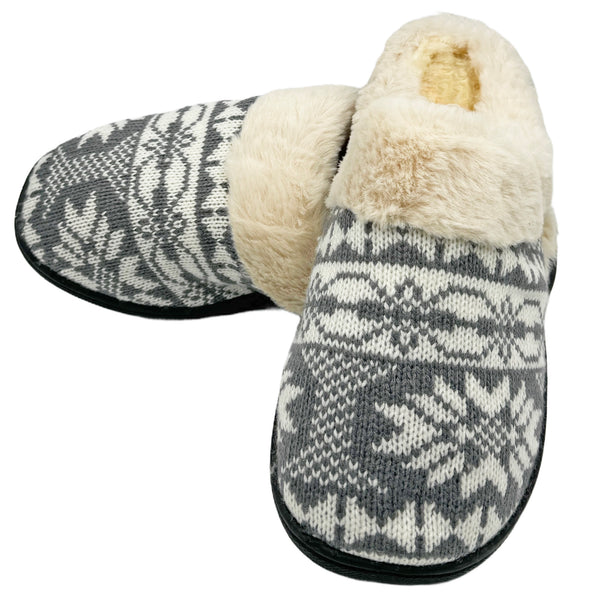 Women's Faux Fur Mule Slip On Slippers-10-Snow Gray