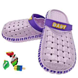 Buy baby-purple Girls Two Tone Ventilated  Clogs