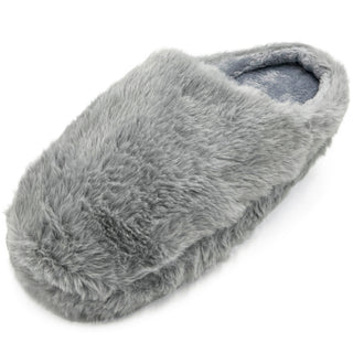 Buy plain-gray LAVRA Girl&#39;s Faux Fur Lined House Slippers Fuzzy Furry Indoor Shoes