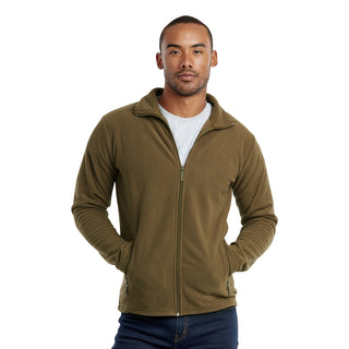 Buy olive Men&#39;s Polar Fleece Zip Up Long Sleeve Jacket
