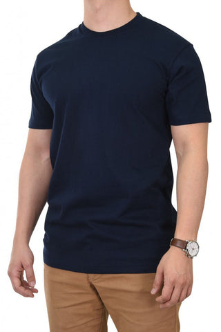 Buy navy Men&#39;s 100% Cotton Crew Neck Short Sleeve Blank Tee T-Shirt