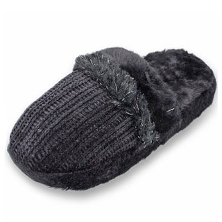 Buy black LAVRA Girl&#39;s Faux Fur Lined House Slippers Fuzzy Furry Indoor Shoes