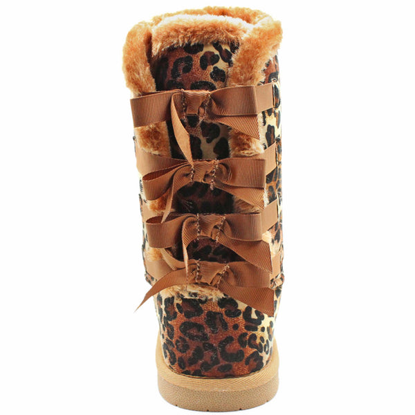 LAVRA Girls Mid Calf Faux Suede Winter Boots Anti Slip Snow Shoe