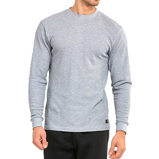 Buy crew-heather-gray SLM Mens Cotton Thermal Tops Waffle Knit or Plain Henley Shirts
