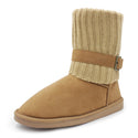 Women's Warm Winter Knit Fold Over Suede Ankle Boots with Buckle