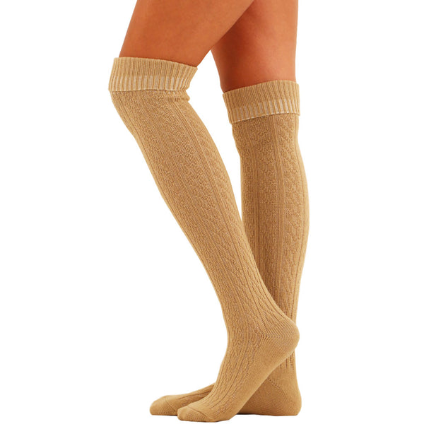 Women's Over The Knee Cable Knit Socks