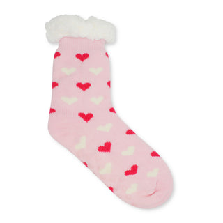 Buy pink-hearts Women&#39;s Pair of Plush Fur Fleece Holiday Socks