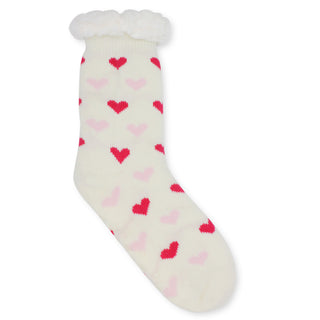 Buy white-hearts Women&#39;s Pair of Plush Fur Fleece Holiday Socks
