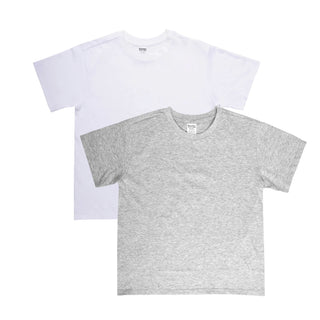 Buy gray-white Kids 100% Cotton Crew Neck Short Sleeve Blank Tee T-Shirt
