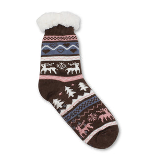 Buy brown-wonderland Women&#39;s Pair of Plush Fur Fleece Holiday Socks
