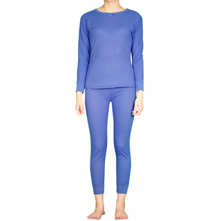 Buy cobalt-blue LAVRA Women&#39;s 100% Cotton Thermal Sets Underwear Two Piece Long Johns Loungewear