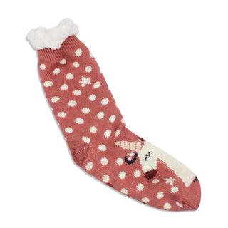 Buy dot-mauve Women&#39;s Pair of Plush Fur Fleece Holiday Socks
