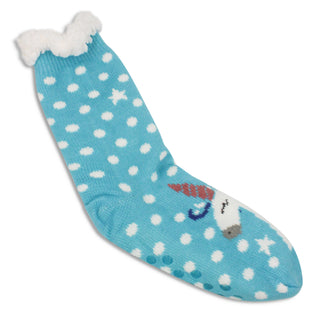 Buy dot-turquoise Women&#39;s Pair of Plush Fur Fleece Holiday Socks