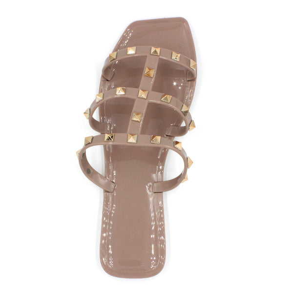 LAVRA Women's Jelly Studded Sandals Summer Flip Flop Gladiator Shoes