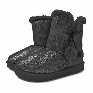 Buy black LAVRA Girl&#39;s Faux Fur Boots Kids Glitter Snow Booties