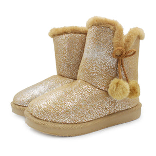 Buy star-tan LAVRA Girl&#39;s Faux Fur Boots Kids Glitter Snow Booties