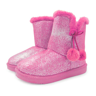 Buy pink LAVRA Girl&#39;s Faux Fur Boots Kids Glitter Snow Booties